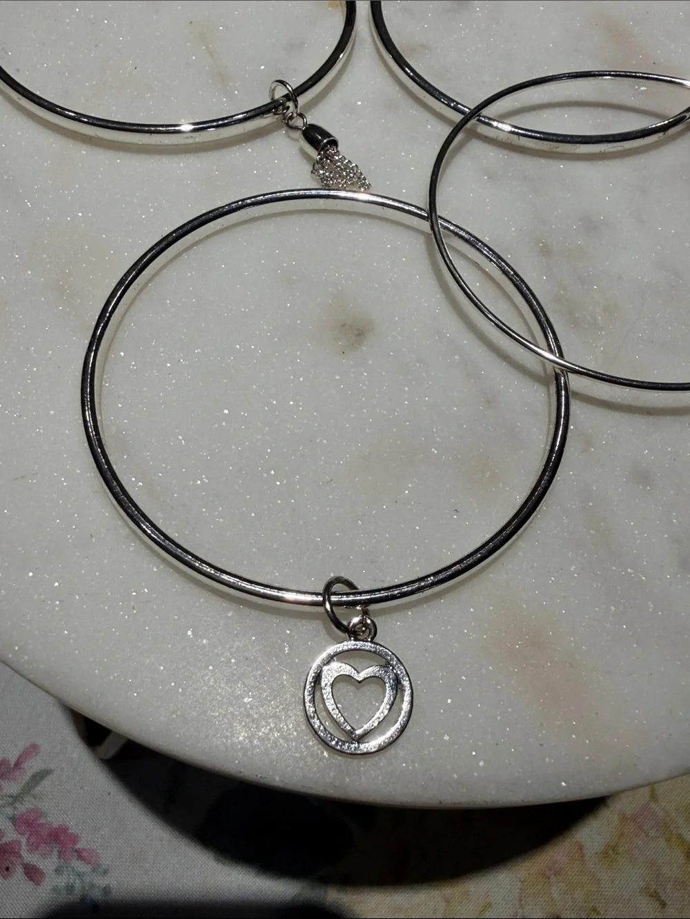 Women’s Silver-Tone Charm Bangle Bracelet Set